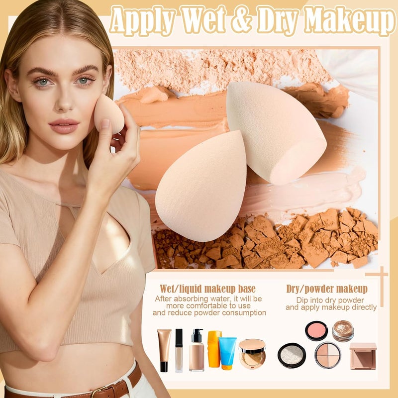 AuraRay 17PCS Makeup Sponges Set with 6PCS Powder Puff, 3PCS Mini Makeup Sponges Blender, 3PCS Foundation Mini Make Up Sponge Puff and 1PCS Make Up Sponges Holder - Image 2